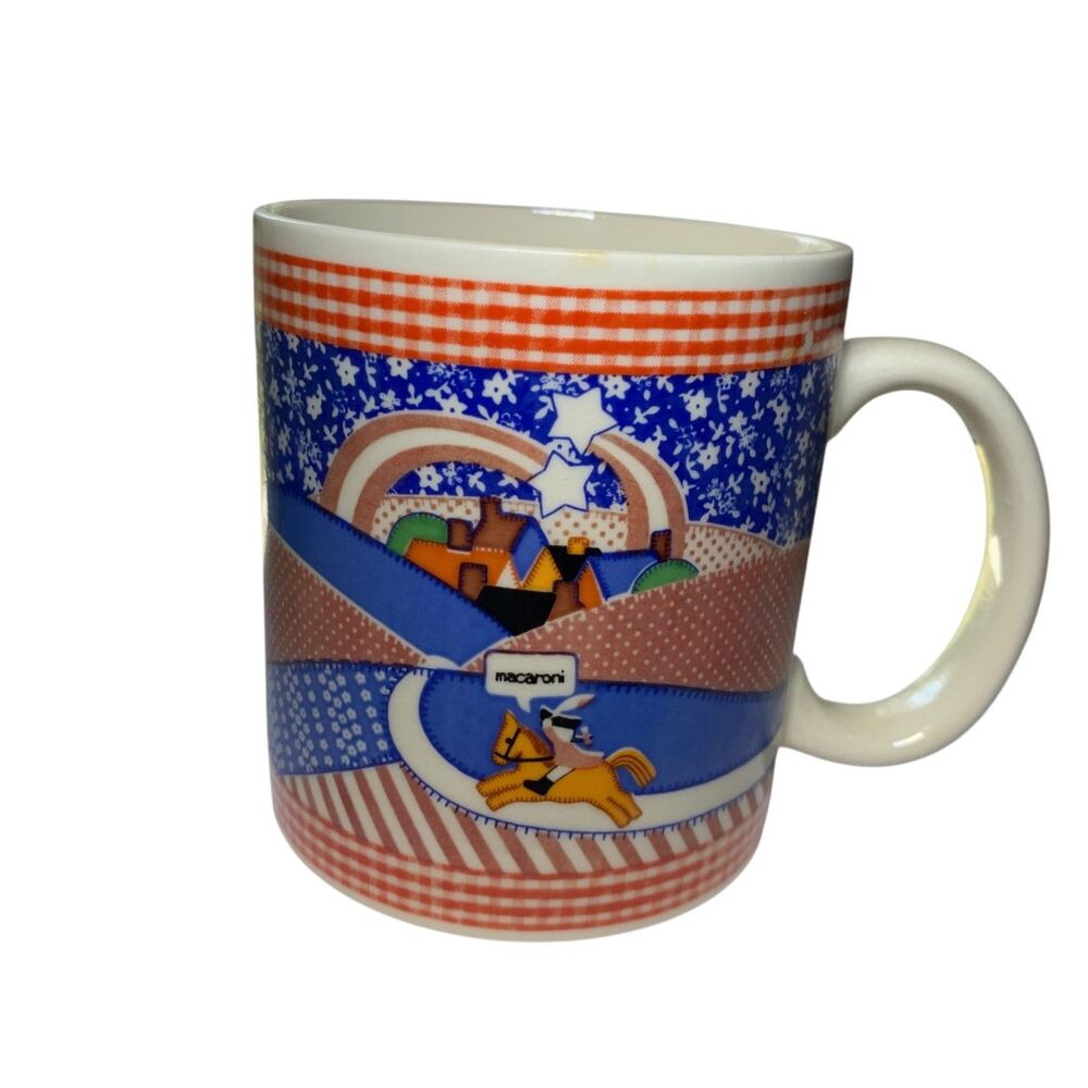 Vintage Otagiri Patchwork Style Ceramic Coffee Tea Mug Fourth of July Holiday